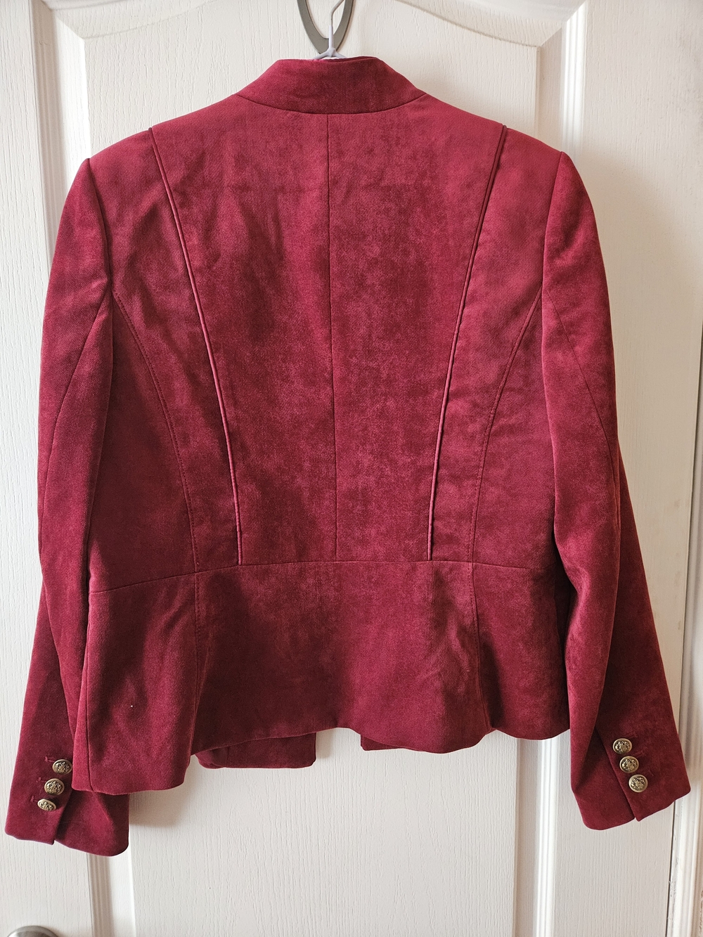 Burgundy Velvet Structured Jacket - Picture 3 of 4